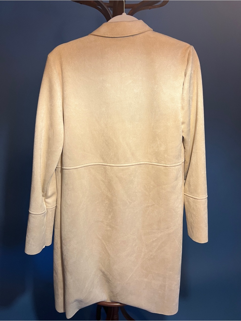 Premise Saks OFF 5th Cream Open-Front Faux Leather Blazer Coat - Picture 2 of 5
